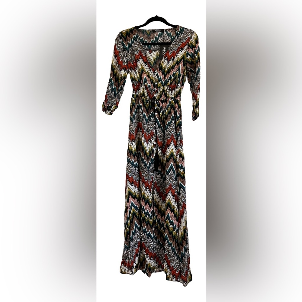 Chevron Patterned Maxi Dress